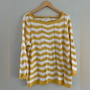 89th & Madison Yellow and White Knit Chevron Sweater